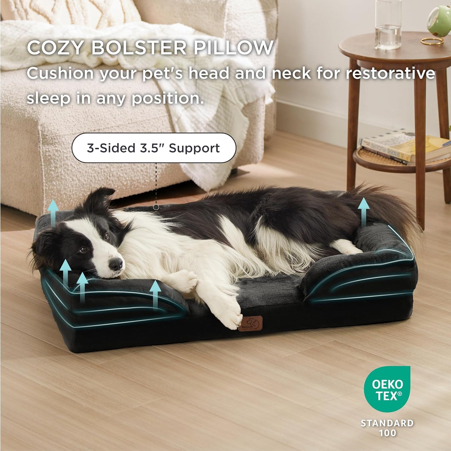 Bedsure XL Orthopedic Dog Bed for Extra Large Dogs - Washable XLarge Dog Cat Bed Waterproof, Comfort Dogs Couch Sofa with Washable Removable Cover, Pet Bed with Nonskid Bottom, Black, 42" - Pet Explorer