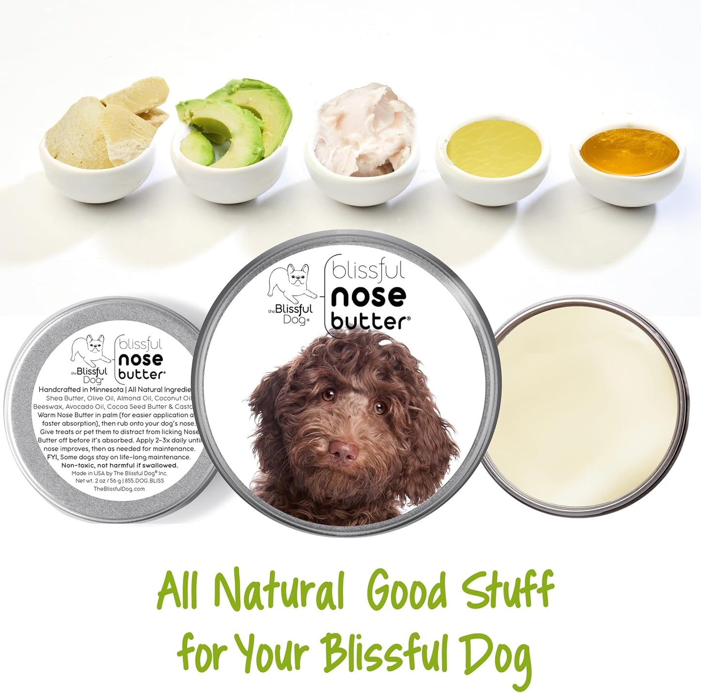 The Blissful Dog Labradoodle Nose Butter for Dry, Cracked Skin, Lick-Safe Dog Nose Balm with Moisturizing Shea Butter, Almond, Olive, and Essential Oils, Pet Supplies, Uncented, 1 oz. - Pet Explorer