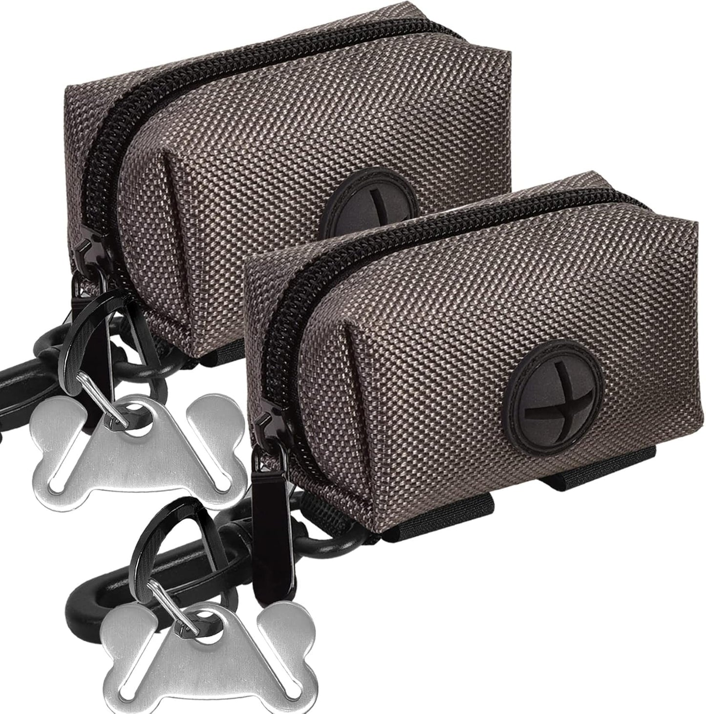 Dog Waste Bag Dispenser Pet Poop Bags Holder for Doggie Waste Bags Dispensers Soft Fabric Zipper Small Doggy Puppy Pouch for Leash Accessory Attachment with Carrier,2PC Grey - Pet Explorer