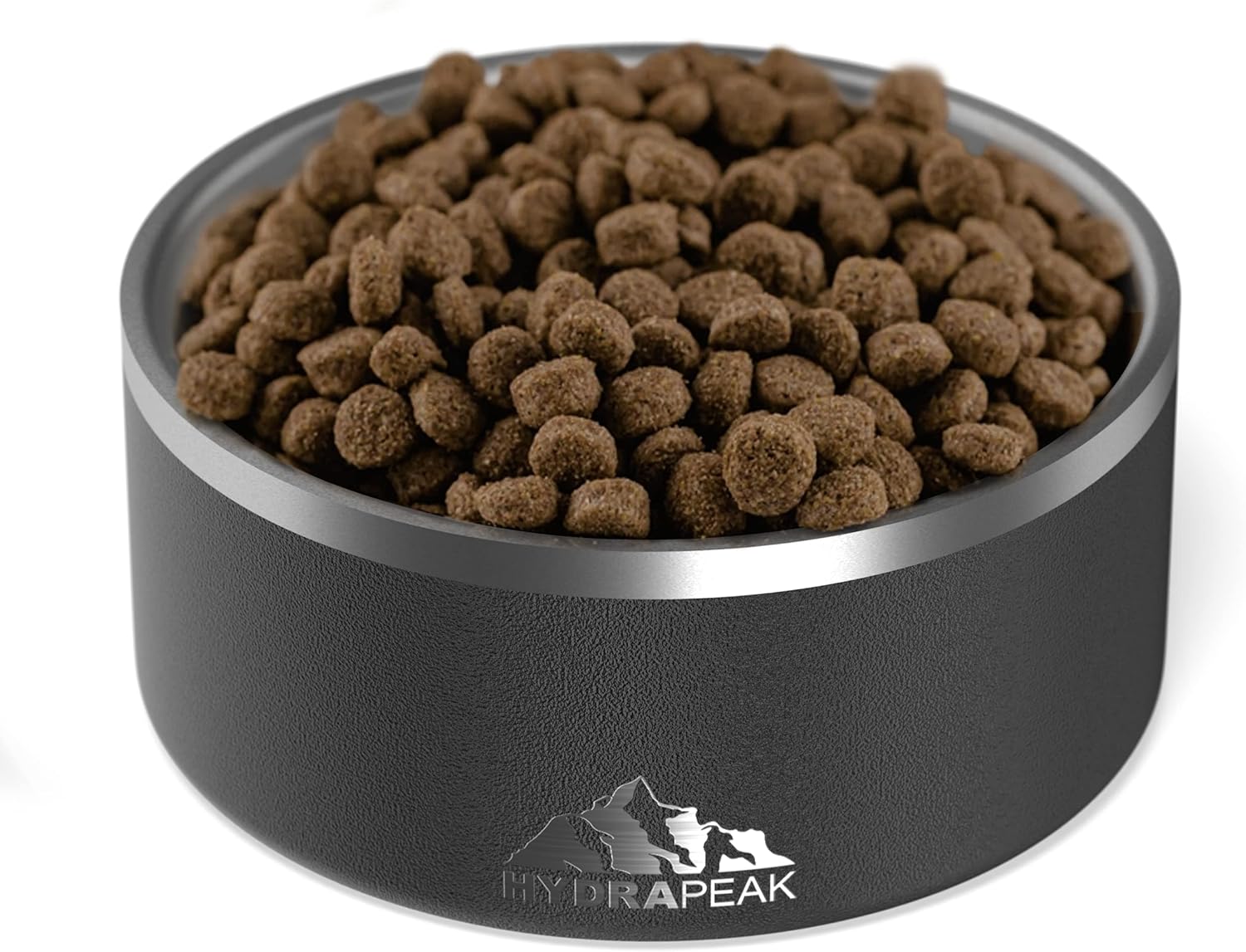Hydrapeak Dog Bowl; Non Slip Stainless Steel; Water and Food Dish; Large Sized and Small Dogs; 32oz 64oz; Multiple Sizes | 8 Cup | Black - Pet Explorer