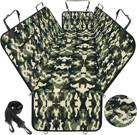 Dog Car Seat Cover, Durable Waterproof Scratch Proof Nonslip Dog Hammock, Pet Back Seat Covers with Pocket for Cars SUVs and Trucks - S, Camouflage - Pet Explorer