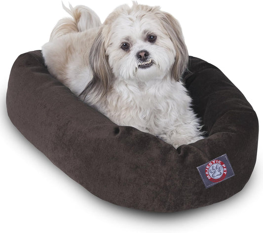 Majestic Pet 24 Inch Micro Velvet Calming Dog Bed Washable 24x19x7 (inch) – Cozy Soft Round Donut Dog Bed with Spine for Head Support - Pet Bed Small - Storm (2025) - Pet Explorer