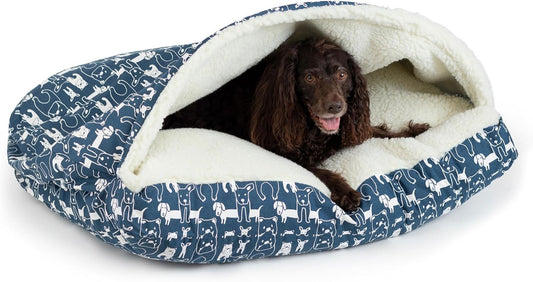 Snoozer Pet Products Luxury Rectangle Cozy Cave, Wag Collection, Extra Large, Pedigree Denim - Pet Explorer