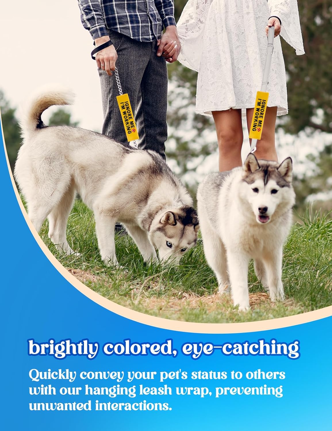 Ignore Me I'm Working Dog Leash Sleeve, Funny Yellow Dog Alert Hanging ID Patch Tag, Do No Pet Leash Wrap Pet Birthday Gifts