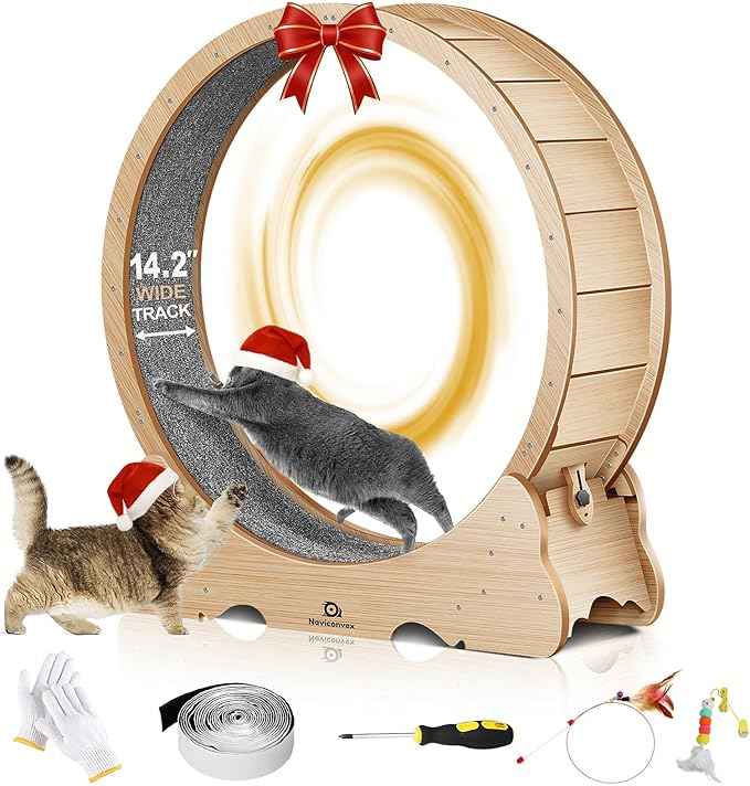 Cat Wheel, 43" L Large Cats Exercise Running Wheel, Cat Treadmill for Indoor Cats