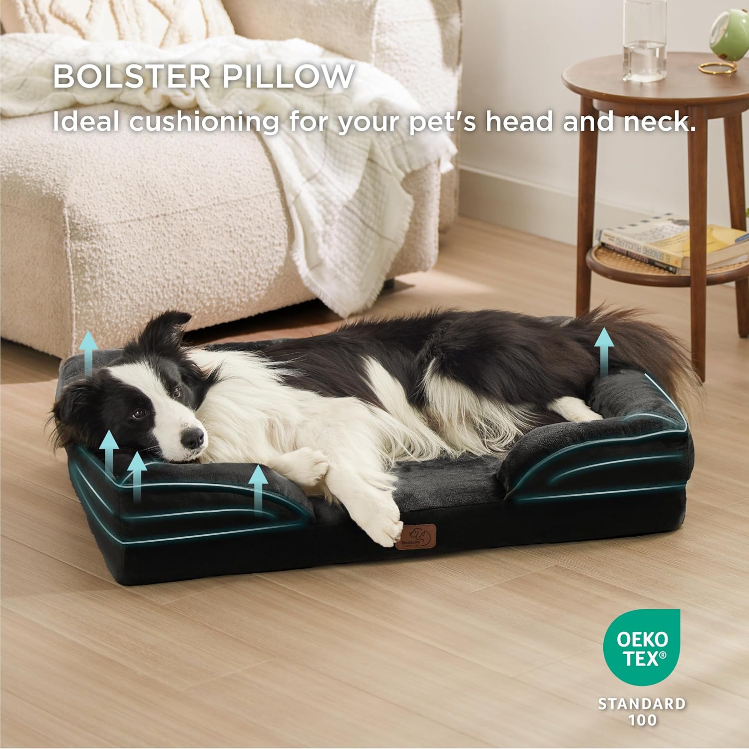 Bedsure L Plus Orthopedic Dog Bed for Large Dogs - Washable Dog Cat Bed Waterproof, L Plus Big Comfort Dogs Couch Sofa with Washable Removable Cover, Pet Bed with Nonskid Bottom, Black, 38" - Pet Explorer