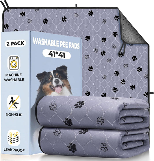 Fostanfly Washable Pee Pads for Dogs, 2 Pack 41"x41", Ultra-Absorbent Leakproof Non-Slip Reusable Potty Training Pads for Dogs, Cats & Puppies Potty - Pet Explorer