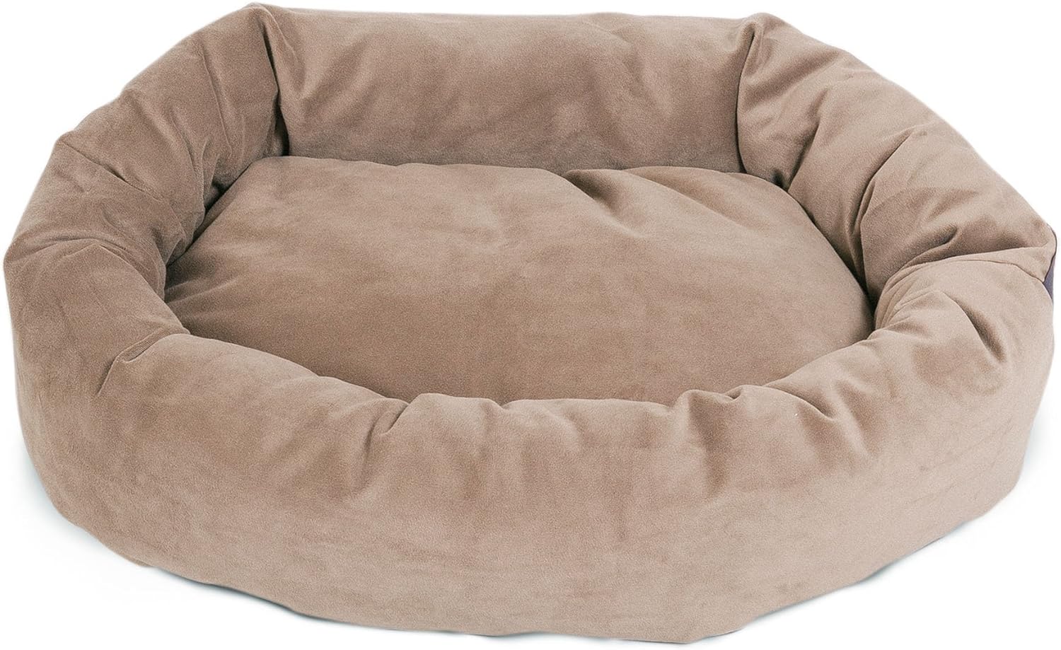 Majestic Pet 32 Inch Suede Calming Dog Bed Washable 32x23x7 (Inch) – Cozy Soft Round Donut Dog Bed with Spine Support for Dogs to Rest Their Head -Pet Bed Medium – Stone - Pet Explorer