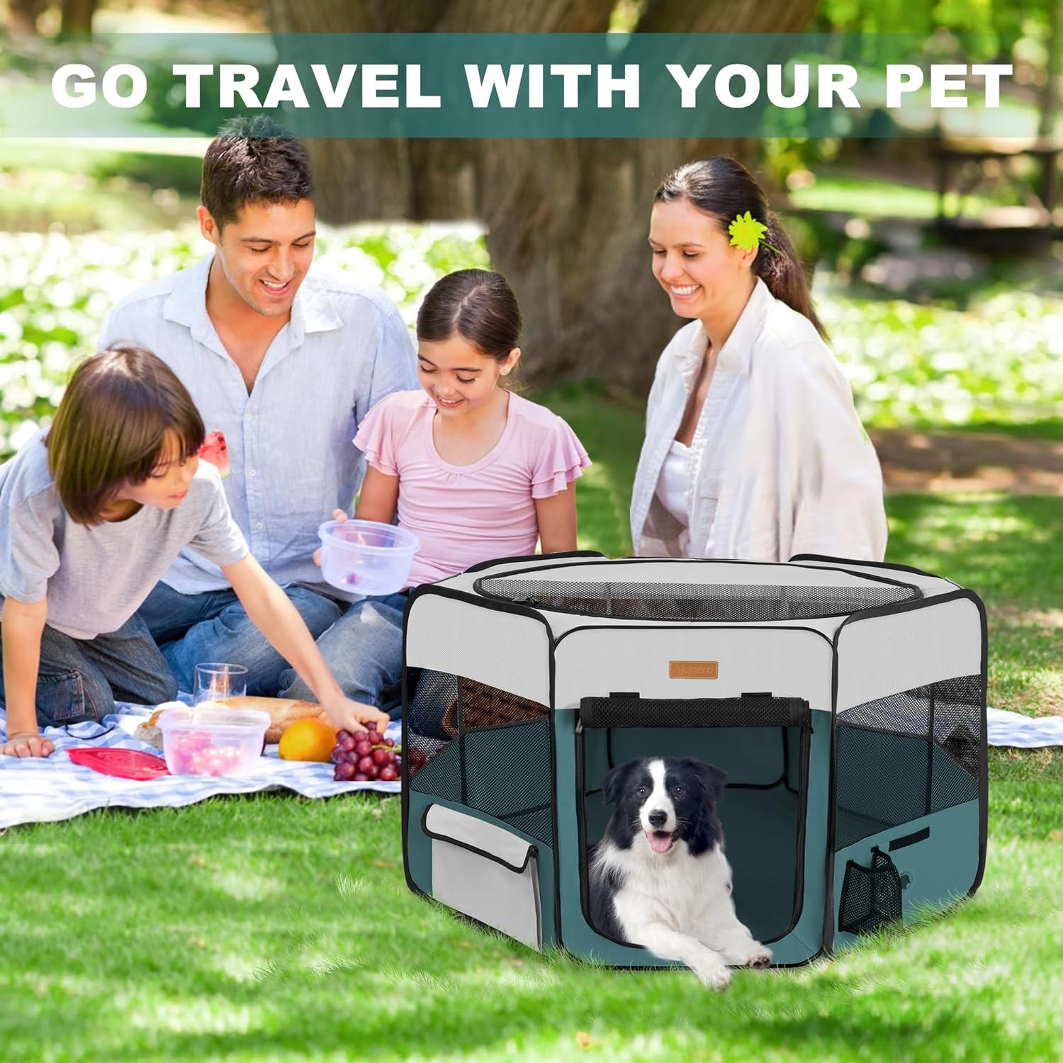 Dog Playpen, Portable Pet Play Pen for Cat, Puppies, Rabbits, Chickens, Foldable Large-Capacity Pet Tent for Indoor/Outdoor Travel Camping Blue - Pet Explorer