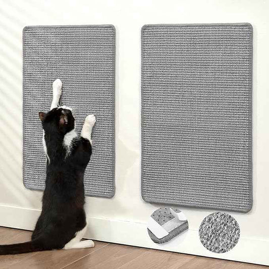 Cat Scratcher Mat,Natural Sisal Cat Scratch Pad with Hook&Loop Tape,Horizontal Floor Kitty Scratching Pads Rug for Indoor,Cat Furniture Protector for Couch&Carpets&Sofas, Medium, Grey, 2 Pack