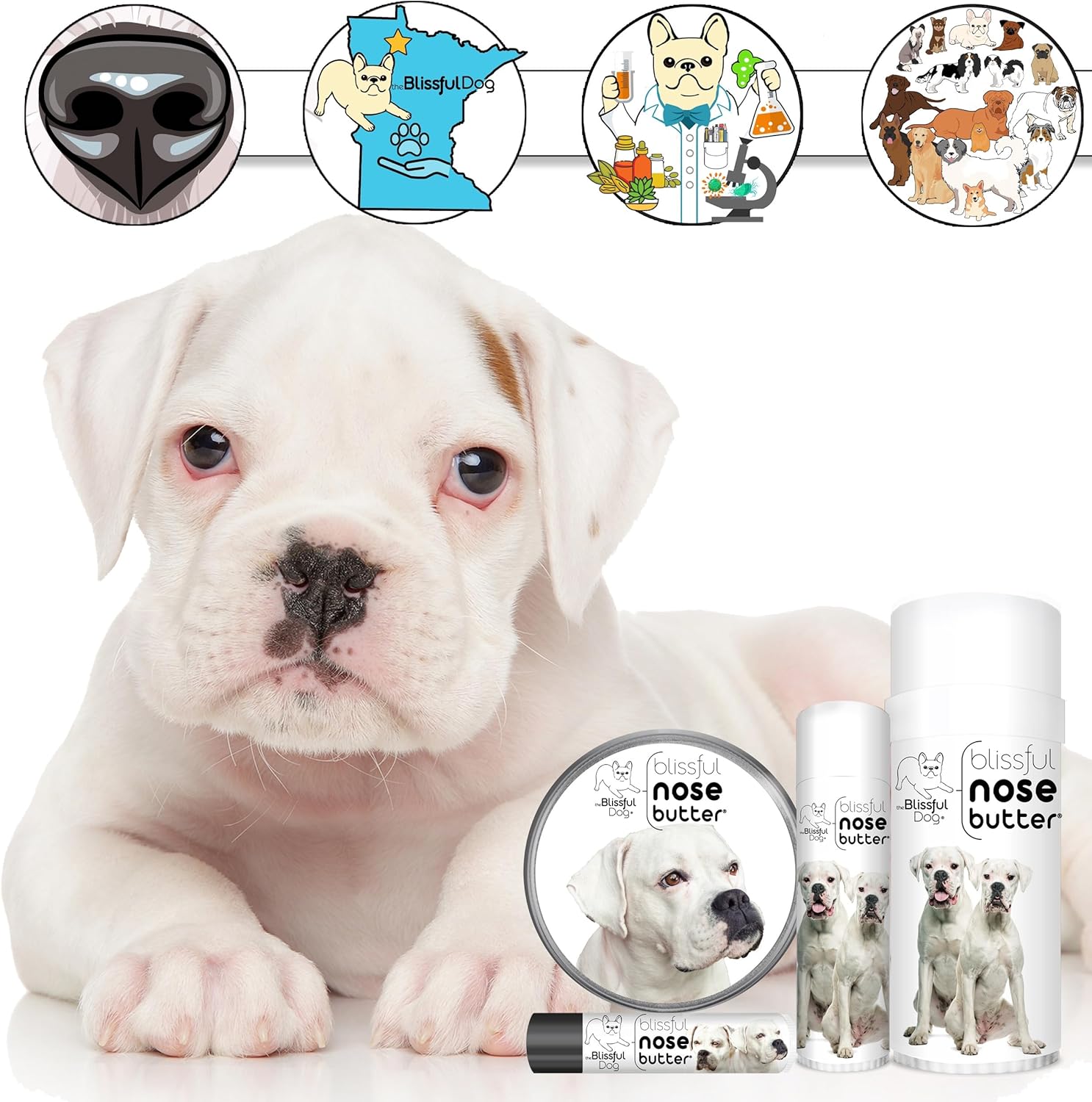 The Blissful Dog White Boxer Unscented Nose Butter, 2 oz Tube - Pet Explorer