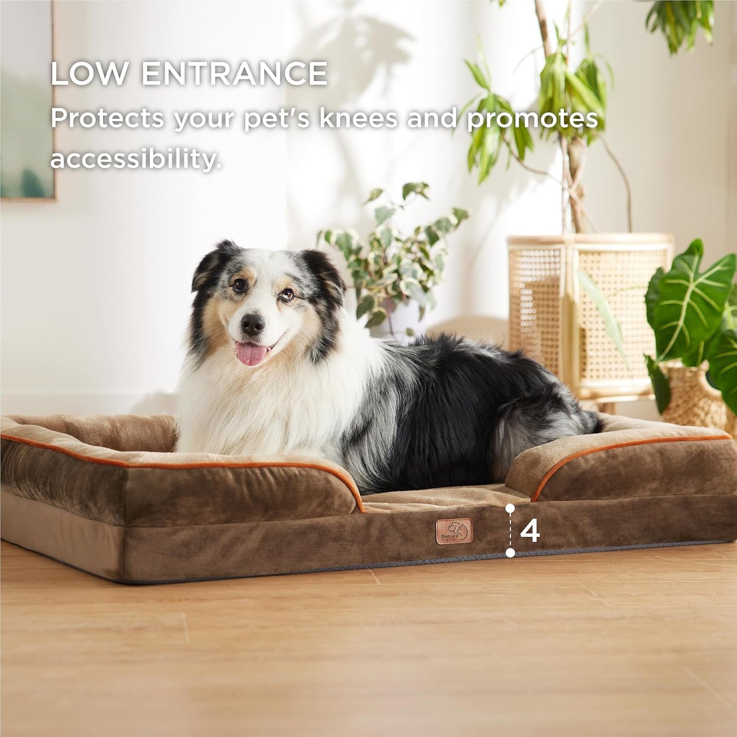 Bedsure XL Plus Orthopedic Dog Bed for Extra Large Dogs - Washable XLarge Dog Cat Bed Waterproof, Comfort Dogs Couch Sofa with Washable Removable Cover, Pet Bed with Nonskid Bottom, Brown, 48" - Pet Explorer