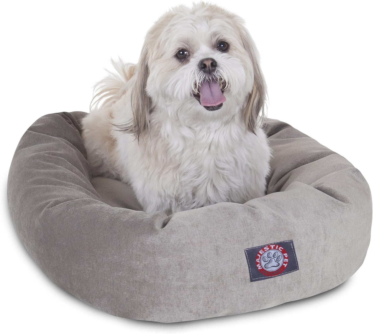 Majestic Pet 24 Inch Micro Velvet Calming Dog Bed Washable 24x19x7 (inch) – Cozy Soft Round Donut Dog Bed with Spine for Head Support - Pet Bed Small - Vintage (2025) - Pet Explorer