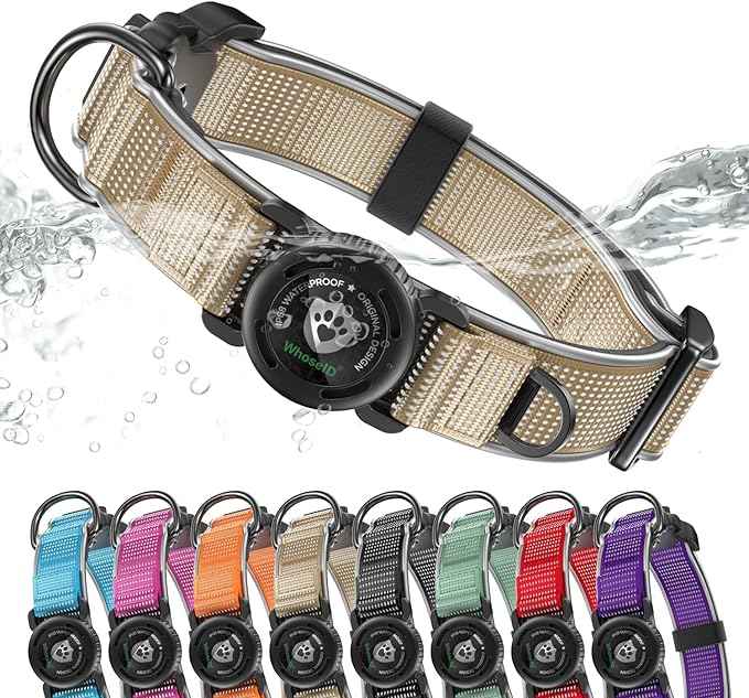 WhoseID Premium AirTag Dog Collar - Air Tag Small Dog Collar | Fur-Safe Magnetic Buckle | IPX8 Waterproof Reflective Dog Collar with AirTag Holder