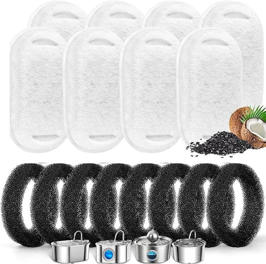 Cat Water Fountain Filters,8Pcs Cat Fountain Filters,8 Sponges Multi-Layer Filtration System for 3.2L Stainless Steel Cat Water Fountain,Cat Water Fountain Filters Accessories