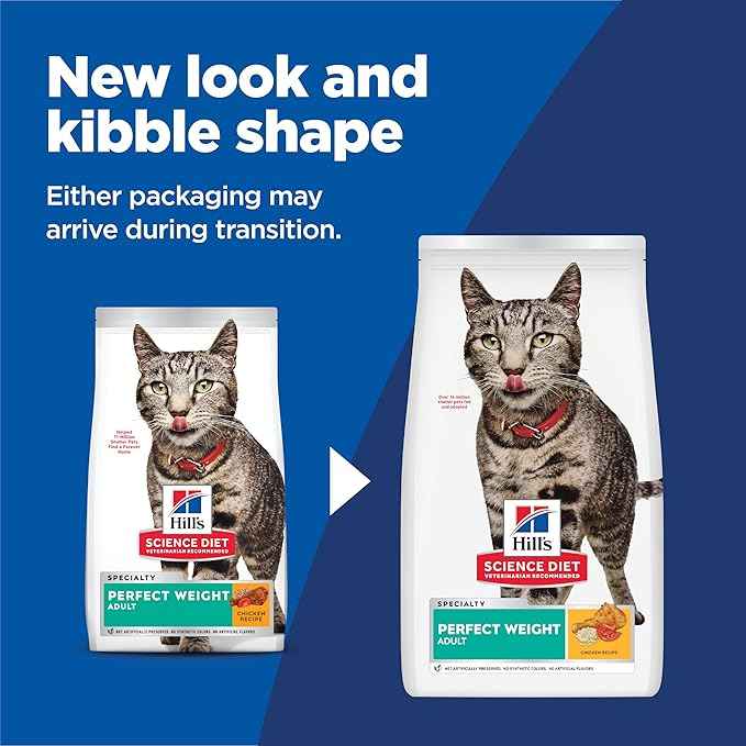 Hill's Science Diet Perfect Weight, Adult 1-6, Weight Management Support, Dry Cat Food, Chicken Recipe, 7 lb Bag