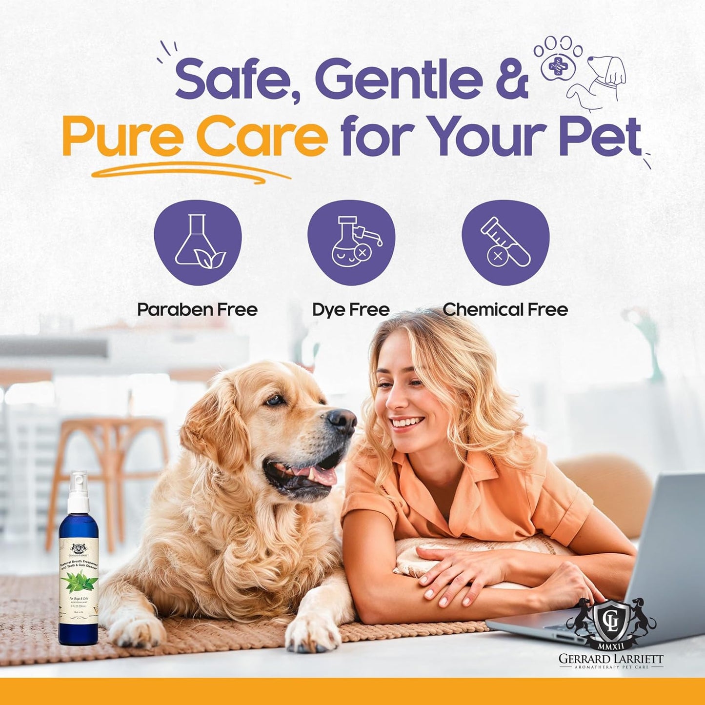 Dog Mouthwash, Dog and Cat Breath Spray with Baking Soda - 8 oz Natural Dog Breath Fresheners with Mint and Aloe Vera Mouth Spray for Tartar Control and Plaque, Dog Teeth Cleaning by Gerrard Larriett - Pet Explorer