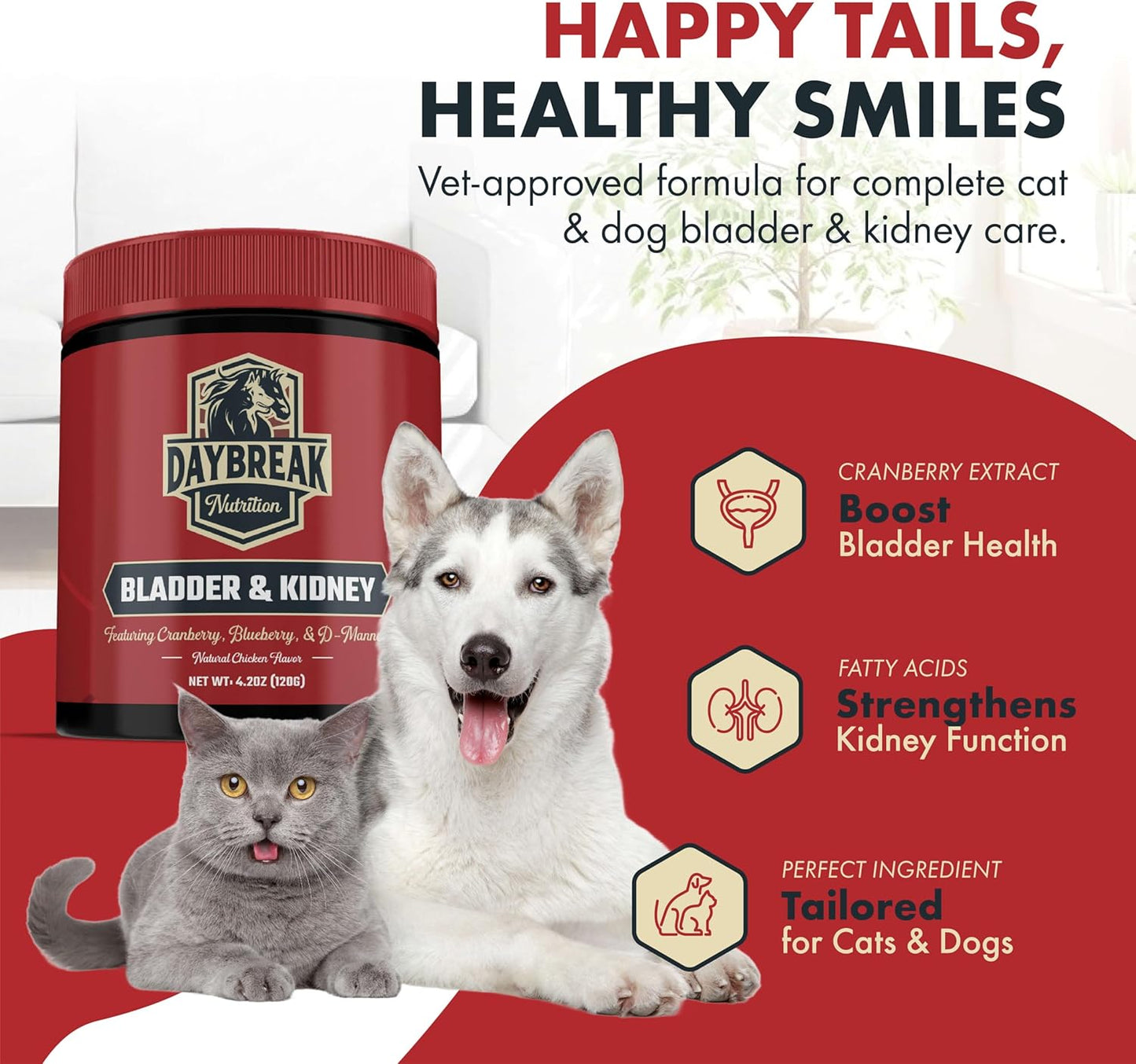 Bladder and Kidney Relief for Dogs & Cats by Daybreak Nutrition | Powder Cranberry Supplement for Dogs and Cat for UTI Treatment & Urinary Support | Dog & Cat Urinary Tract Infection Remedy Supplement - Pet Explorer