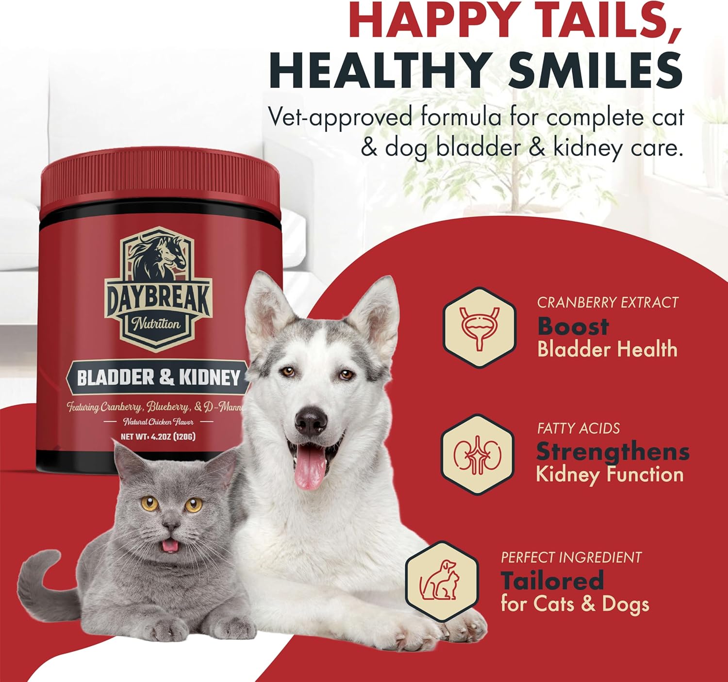 Bladder and Kidney Relief for Dogs & Cats by Daybreak Nutrition | Powder Cranberry Supplement for Dogs and Cat for UTI Treatment & Urinary Support | Dog & Cat Urinary Tract Infection Remedy Supplement - Pet Explorer