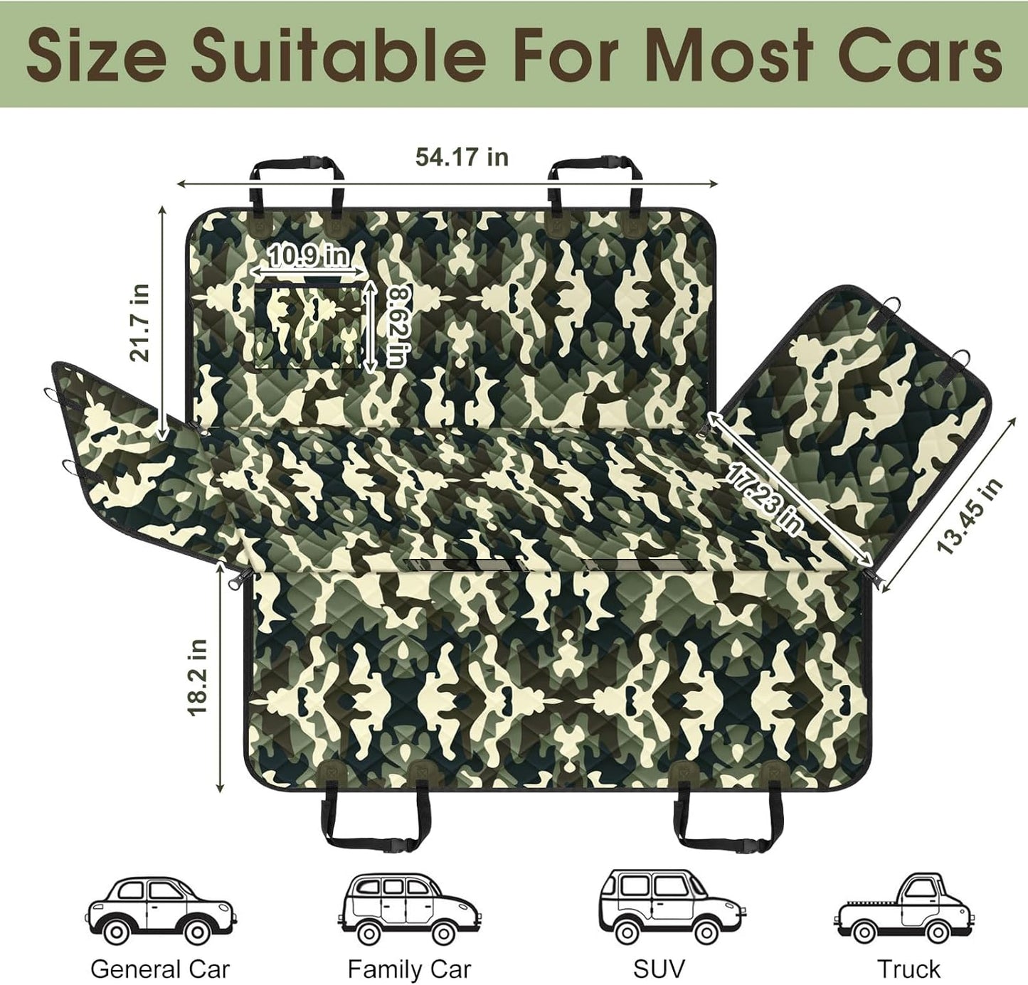 Dog Car Seat Cover, Durable Waterproof Scratch Proof Nonslip Dog Hammock, Pet Back Seat Covers with Pocket for Cars SUVs and Trucks - S, Camouflage - Pet Explorer