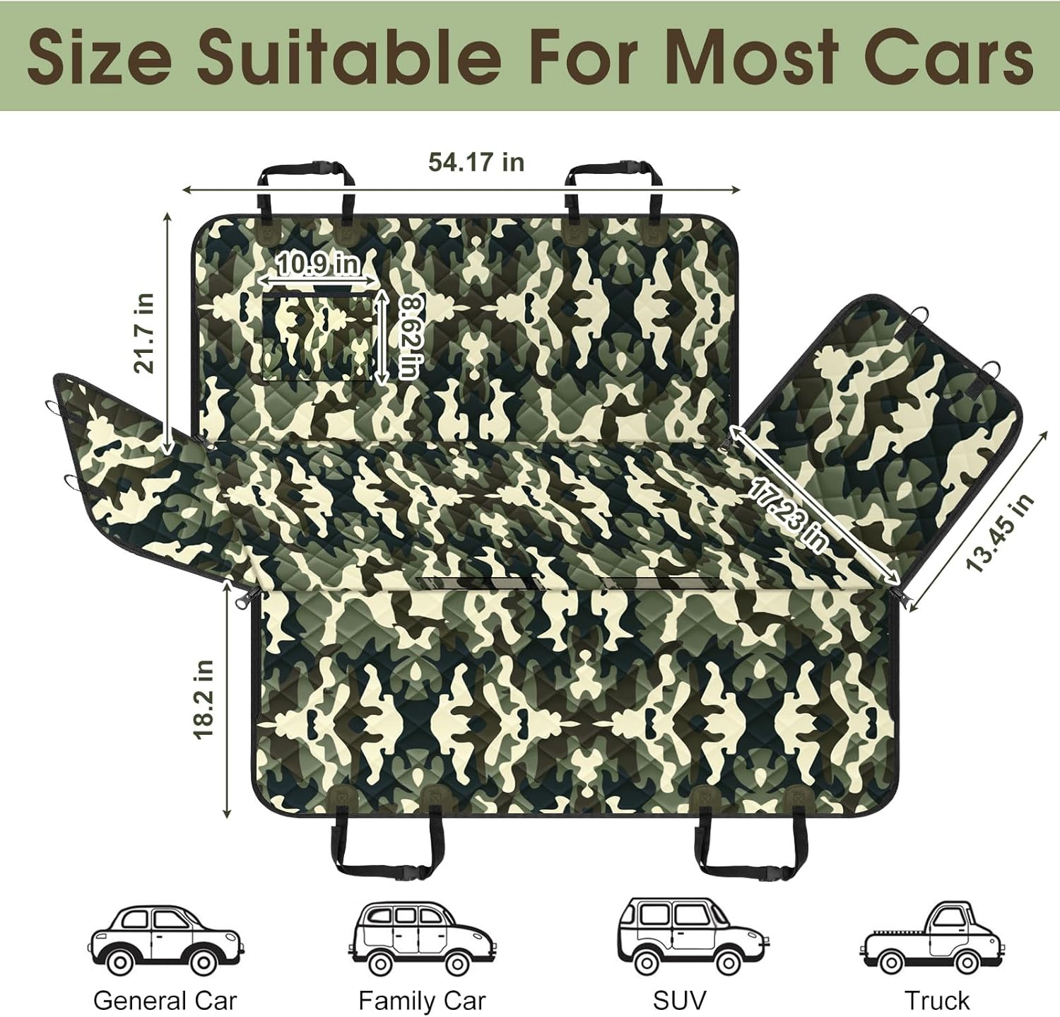 Dog Car Seat Cover, Durable Waterproof Scratch Proof Nonslip Dog Hammock, Pet Back Seat Covers with Pocket for Cars SUVs and Trucks - S, Camouflage - Pet Explorer