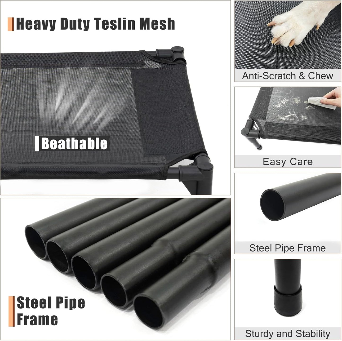 Elevated Dog Bed for Large Dogs - Heavy Duty, Recyclable Mesh, Fits Up to 150 LBs - Indoor & Outdoor, Green - Pet Explorer