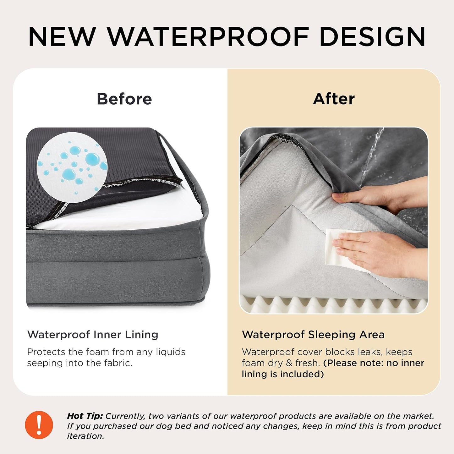 Bedsure Orthopedic Dog Bed Medium Size Dogs - Washable Medium Dog Cat Bed Waterproof, Comfort Pet Couch Sofa with Washable Removable Cover, Pets Bed with Nonskid Bottom, Grey, 28" - Pet Explorer