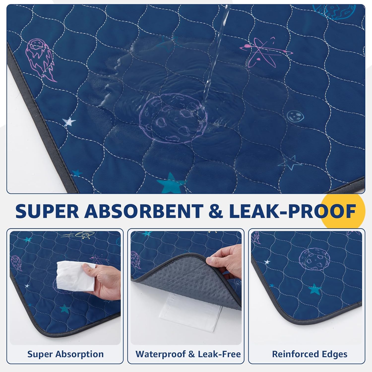 LOOBANI Washable Pee Pads for Dogs: Extra Large Dog Pee Mat Waterproof 65" x 48", Reusable Pet Whelping Pads, Absorbent and Non-Slip Dog Training Mats for Playpen, Floor, Sofa Protection, Cage, Blue - Pet Explorer