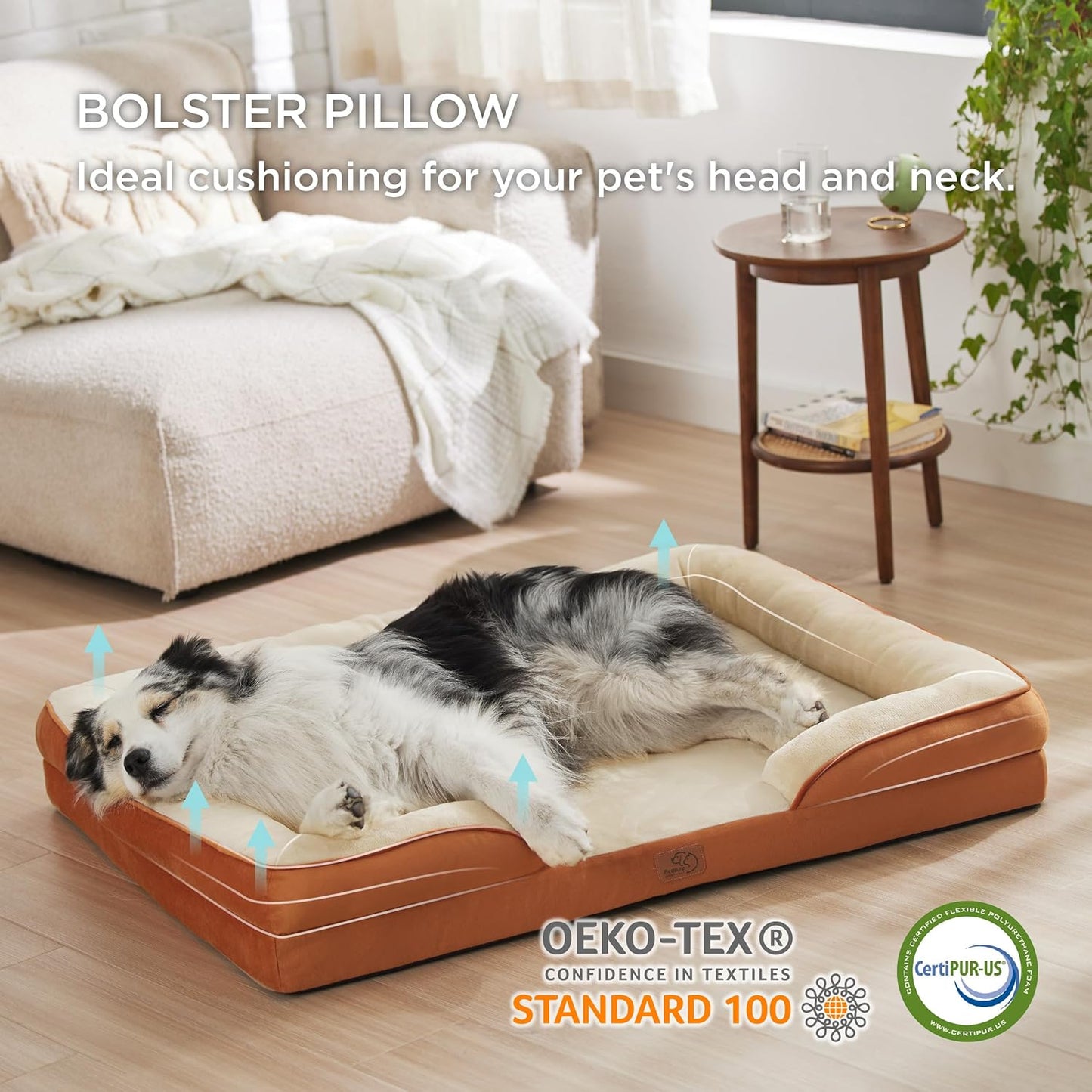 Bedsure XL Plus Orthopedic Dog Bed for Extra Large Dogs - Washable XLarge Dog Cat Bed Waterproof, Comfort Dogs Couch Sofa with Washable Removable Cover, Pet Bed with Nonskid Bottom, Ember Clay, 48" - Pet Explorer