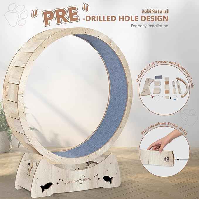 Cat Exercise Wheel, 50" XL Cat Running Wheel for Indoor Cats with Locking Mechanism, Cats Treadmill Wheels with Quiet Carpeted Runway, Cat's Weight Loss and Health
