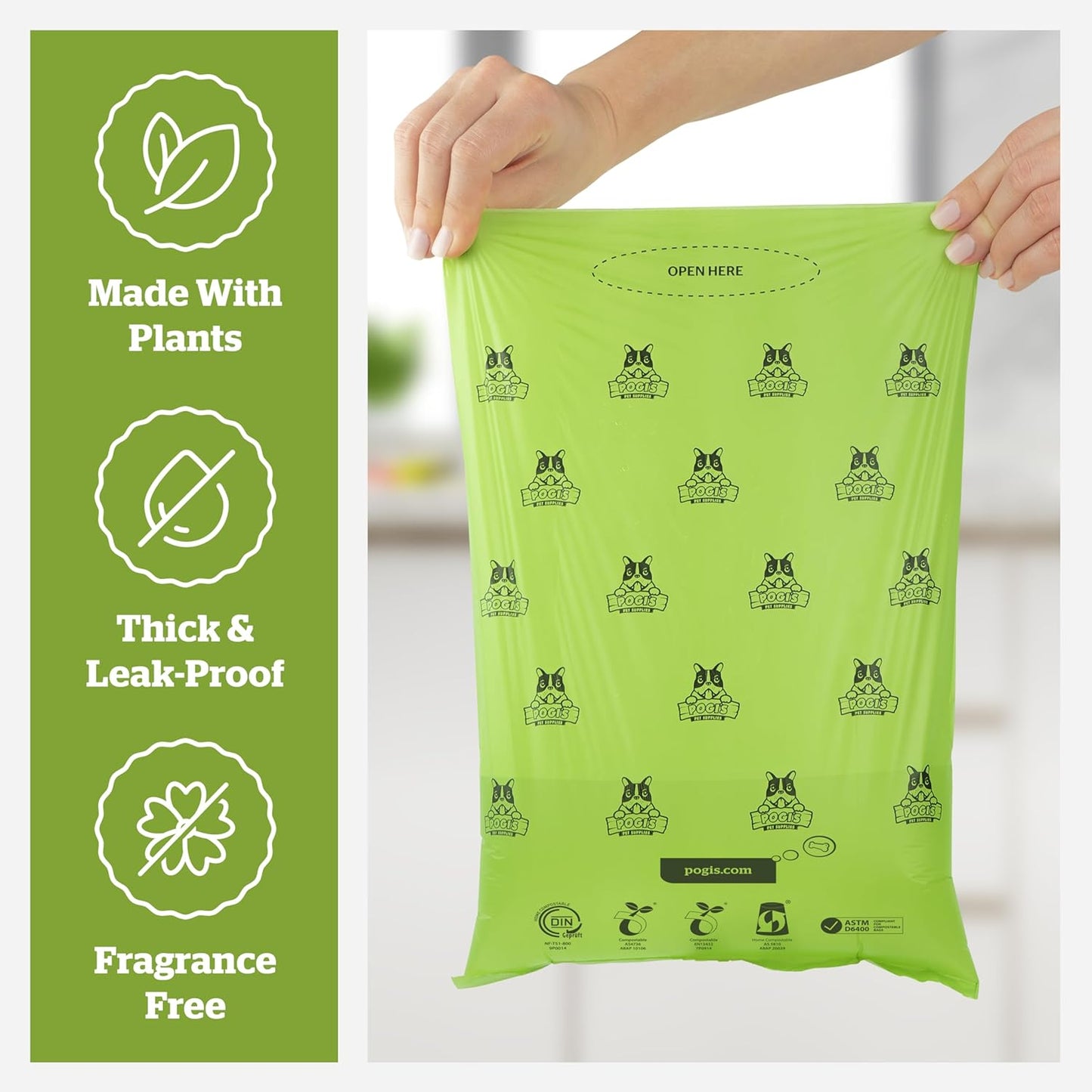 Pogi's Compostable Poop Bags – Leak-Proof, Extra-Large, Made with Plants – 32 Rolls (480 Bags) - Pet Explorer