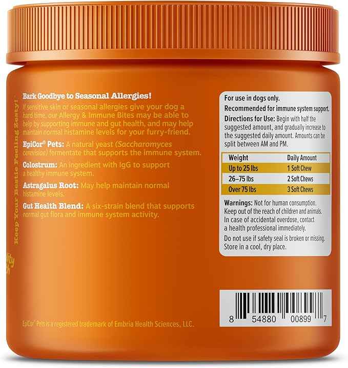 Zesty Paws Dog Allergy Relief Chews, Dog Probiotics for Itchy Skin and Ears, Salmon, 90ct (Pack of 2)