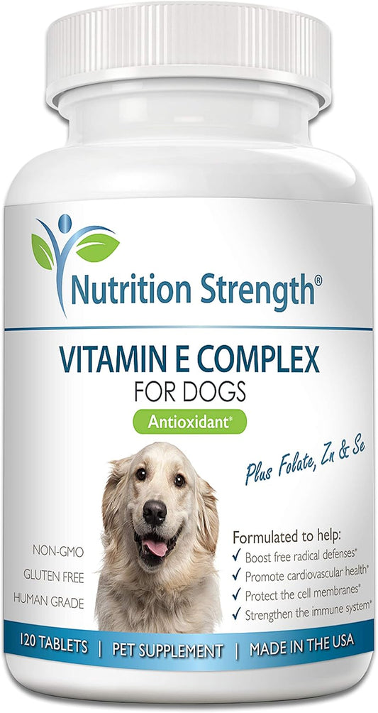 Vitamin E for Dogs, Promote Cardiovascular Health, Support Cell Membranes, Vitamin E Complex to Boost Dog Immune System Plus Zinc, Selenium, Folate, Salmon Oil, 120 Chewable Tablets - Pet Explorer