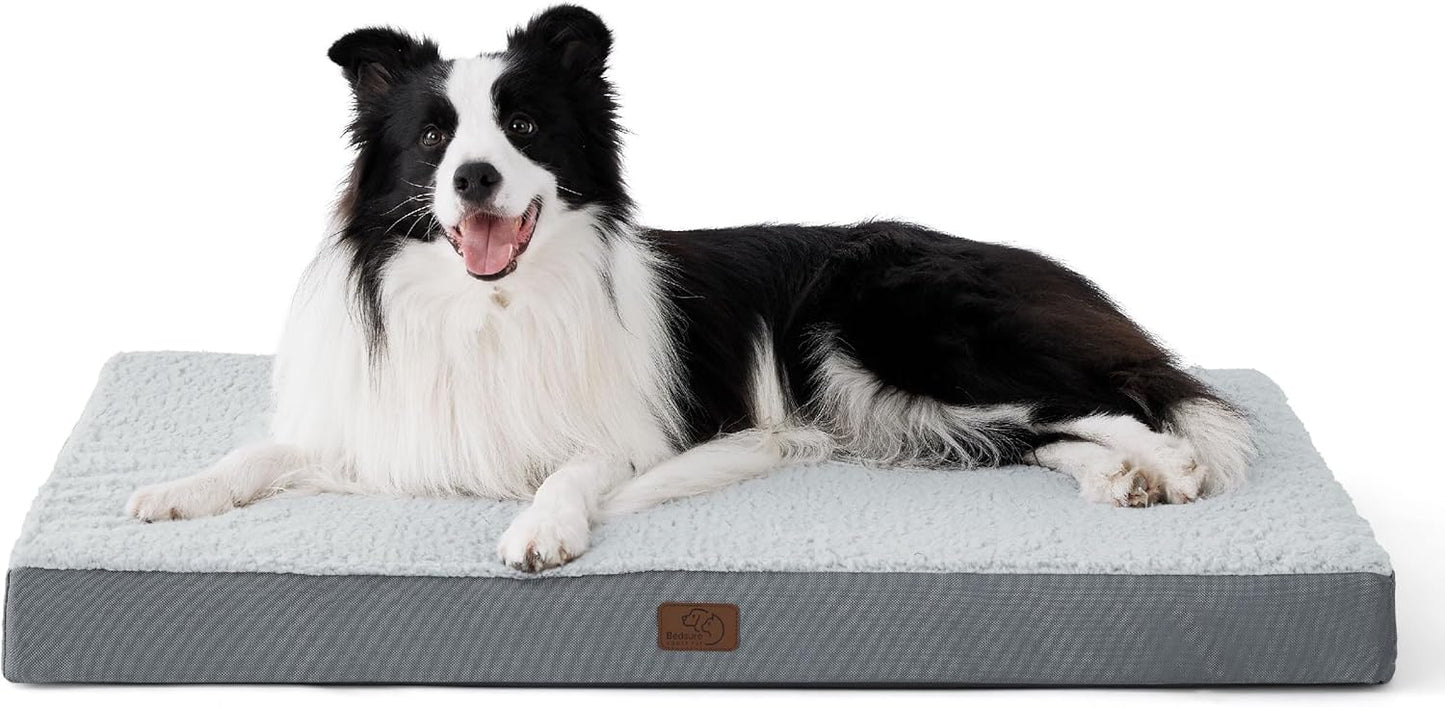 Bedsure Dog Beds Large Sized Dog - Orthopedic Flat Pet Beds with Removable Washable Cover, Egg Crate Foam Puppy Mat, Suitable for Pet Up to 65 lbs - Pet Explorer