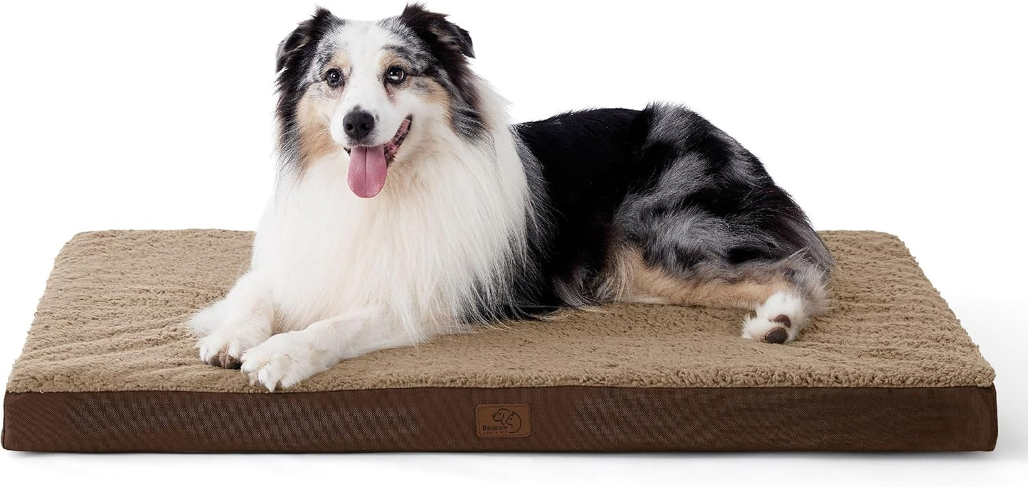 Bedsure XL Dog Bed for Crate - Large Orthopedic Flat Pet Beds with Removable Washable Cover, Egg Crate Foam Crate Mat, Suitable for Pet Up to 90 lbs - Pet Explorer