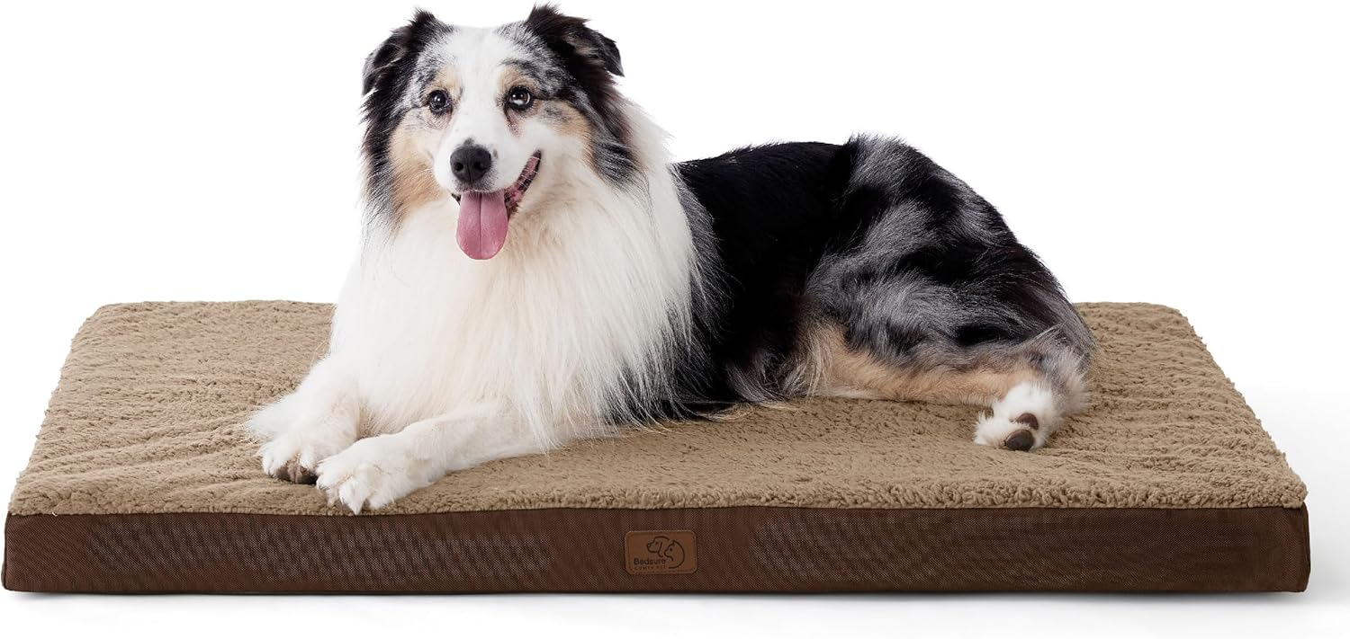 Bedsure XL Dog Bed for Crate - Large Orthopedic Flat Pet Beds with Removable Washable Cover, Egg Crate Foam Crate Mat, Suitable for Pet Up to 90 lbs - Pet Explorer