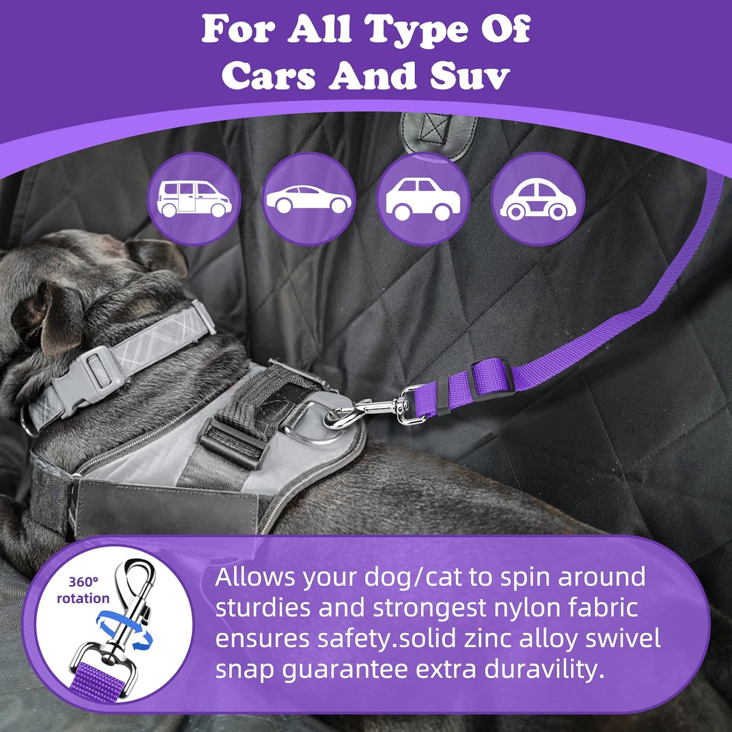 BWOGUE Pet Dog Cat Seat Belts, Car Headrest Restraint Adjustable Safety Leads Vehicle Seatbelt Harness (1 Pack) - Pet Explorer