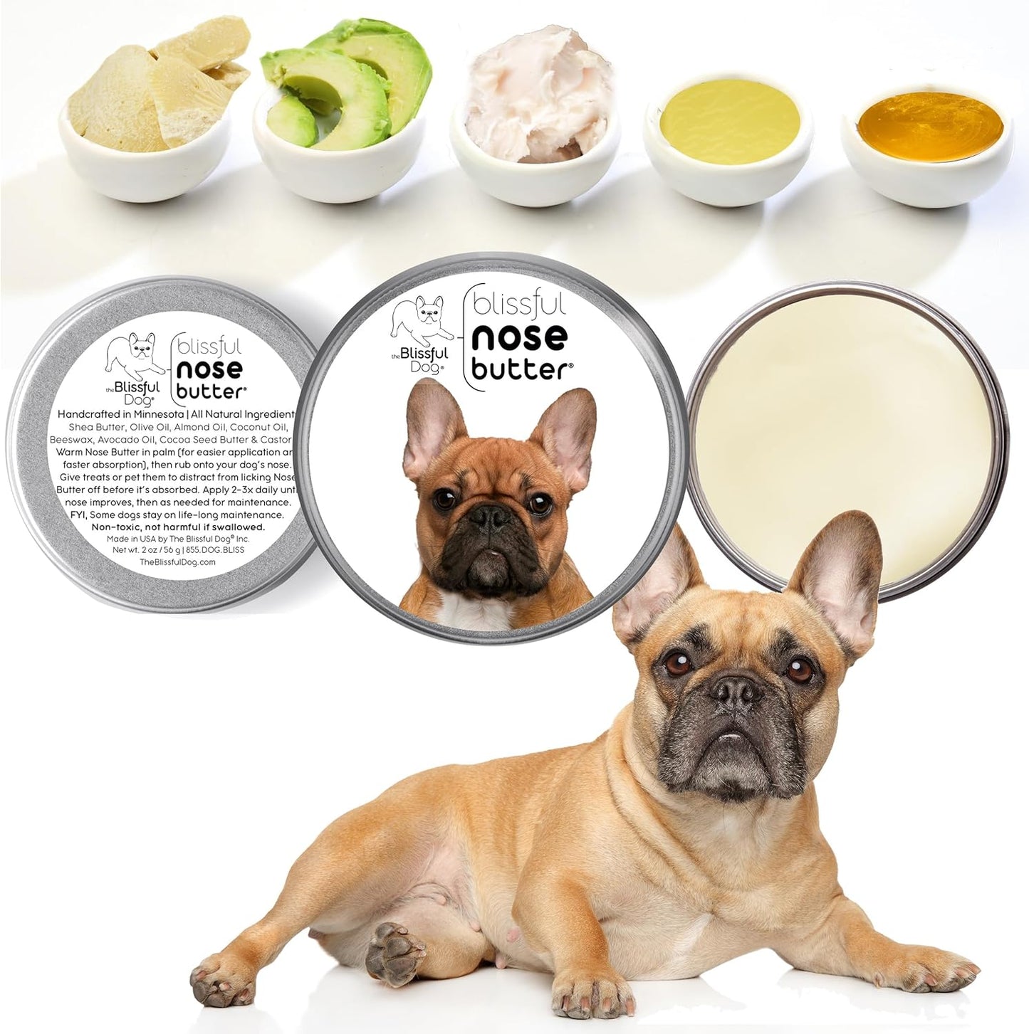The Blissful Dog French Bulldog Black Masked Fawn Unscented Nose Butter - Dog Nose Butter, 8 Ounce - Pet Explorer