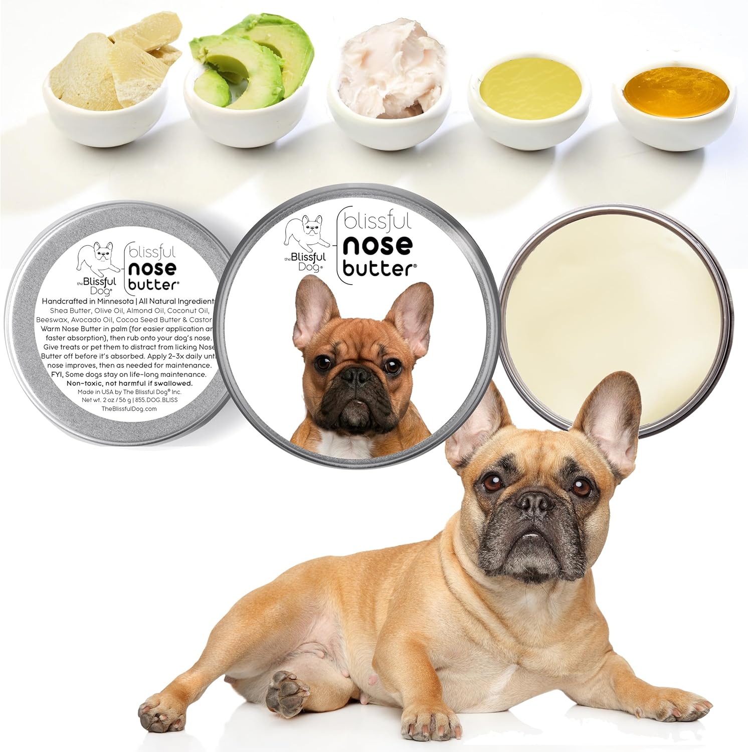 The Blissful Dog French Bulldog Black Masked Fawn Unscented Nose Butter - Dog Nose Butter, 8 Ounce - Pet Explorer