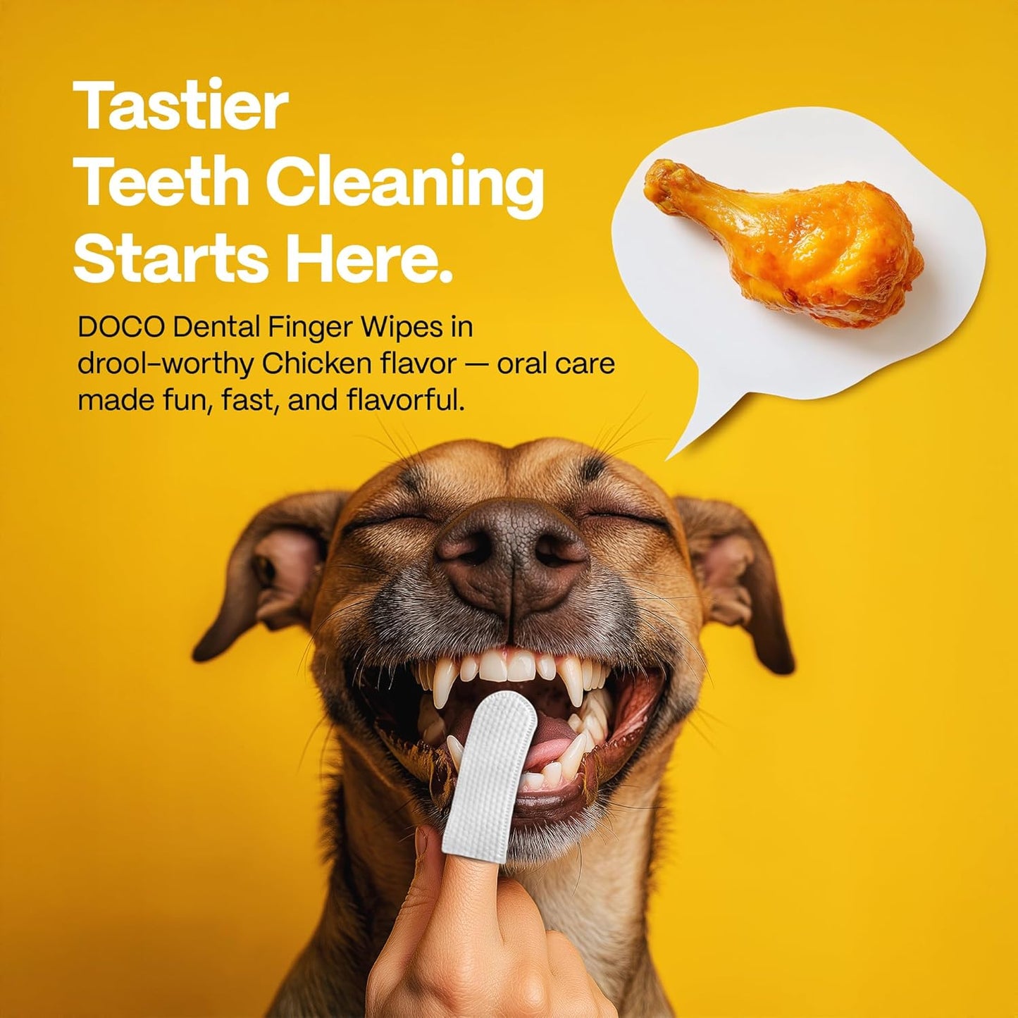 DOCO Dog Teeth Cleaning Wipes Dental Finger Wipes for Cats & Dogs Remove Plaque & Tartar, Freshen Breath, No Rinse, Easy & Effective Pet Tooth Cleaning Kit for Oral Care, Chicken Flavor, 100 Count - Pet Explorer