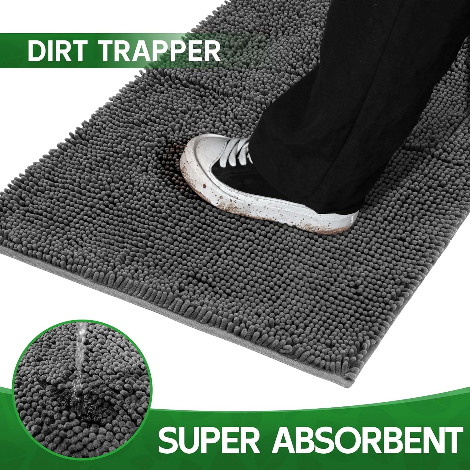 Dog Door Mat Indoor Entrance, 72" x 48" Absorbent Chenille Door Rugs for Entryway Indoor, Non-Slip Dog Mud Mat for Muddy Paws, Soft, Washable - Pet Explorer