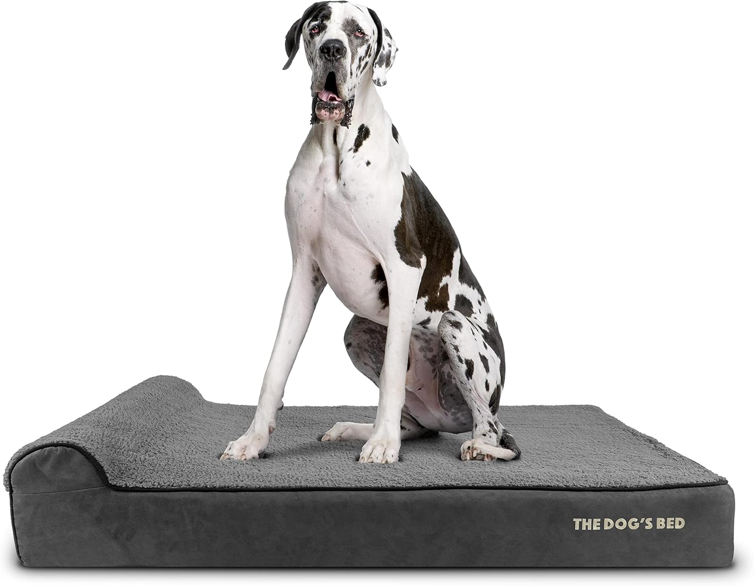 The Dog’s Bed Orthopedic Headrest Dog Bed XXL Grey Plush 54x36, Memory Foam, Pain Relief for Arthritis, Hip & Elbow Dysplasia, Post Surgery, Lameness, Veterinary Approved, Waterproof Washable Cover - Pet Explorer