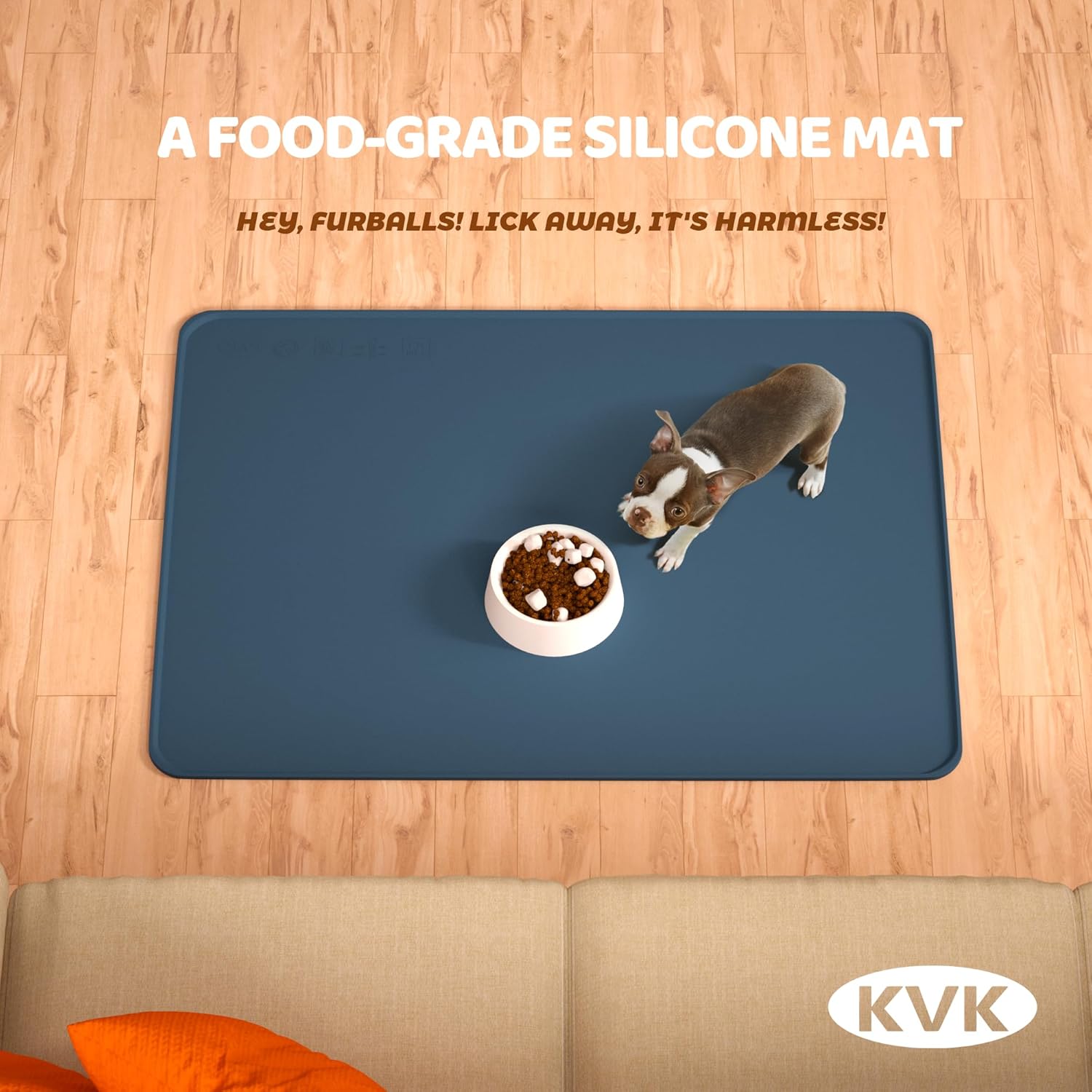 KVK Dog Food Mat, 39.4×29.5in Extra Large Silicone Pet Feeding Mat - Waterproof, Non - Slip, Chew - Resistant for Food & Water, Protect Floors (Royal Blue) - Pet Explorer