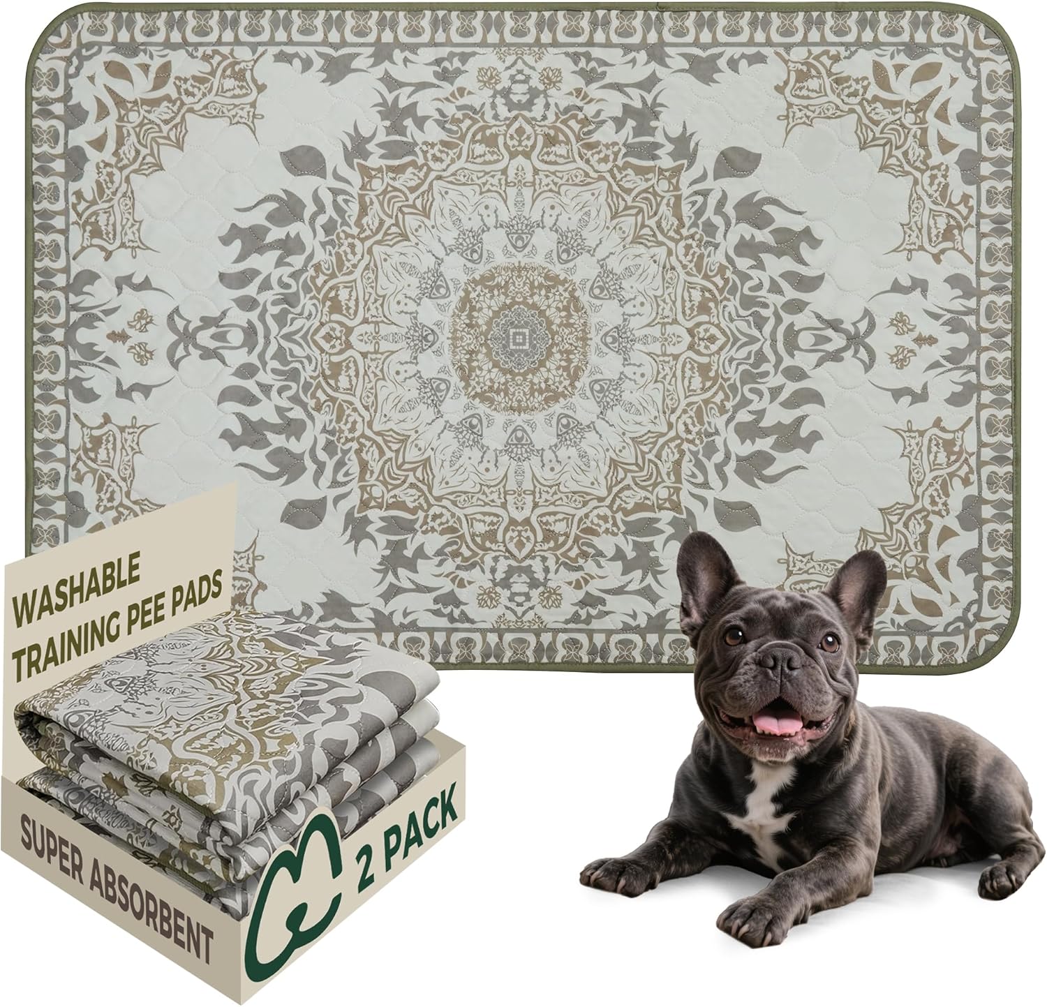 FXW Washable Pee Pads for Dogs, Puppy Pads with Super Absorbent, Specifically Designed for 42inch Cages, 41" × 27" Rectangle, Boho, 2 Packs - Pet Explorer