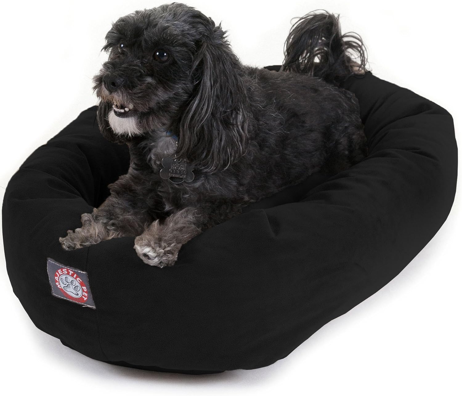 Majestic Pet 24 Inch Suede Calming Dog Bed Washable 24x19x7 (Inch) – Cozy Soft Round Donut Dog Bed with Spine Support for Dogs to Rest Their Head - Pet Bed Small – Black - Pet Explorer