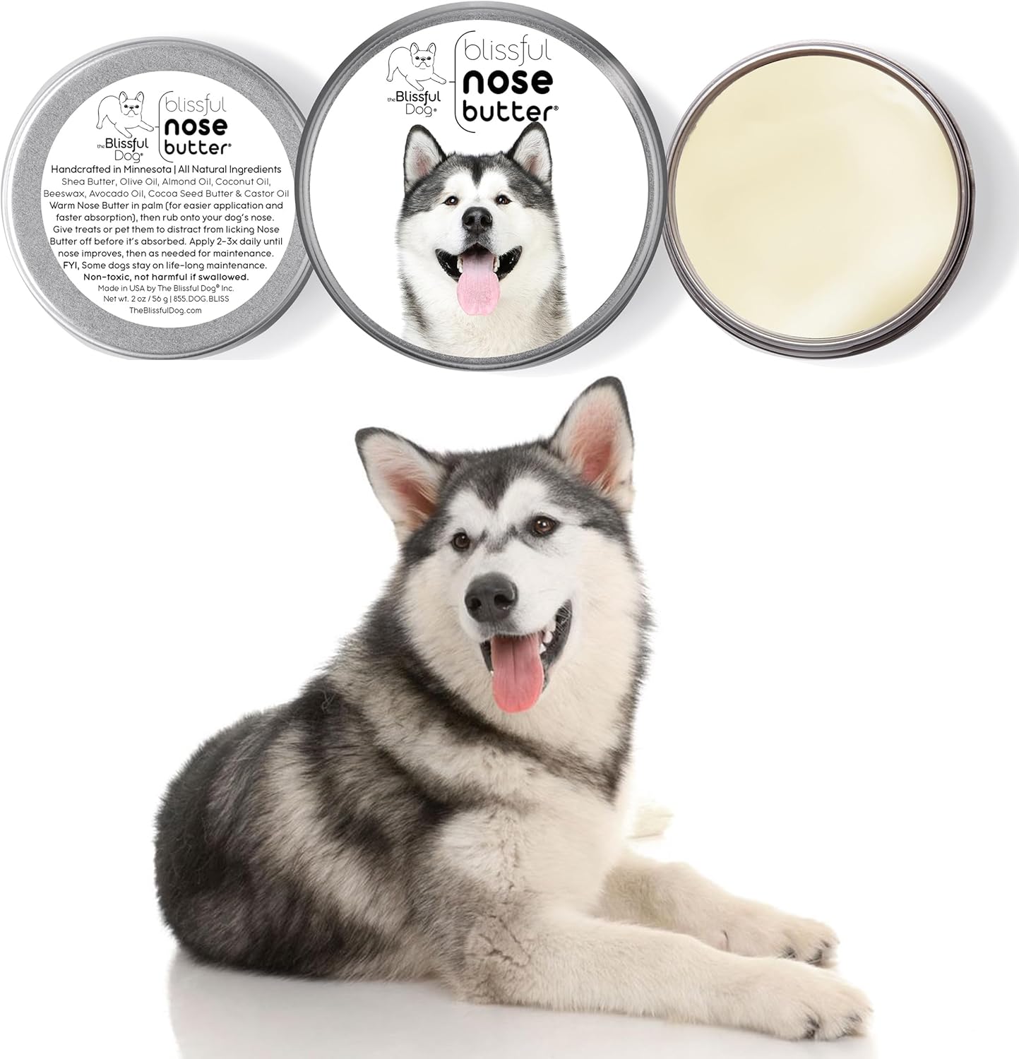 The Blissful Dog Malamute Unscented Nose Butter - Dog Nose Butter, 4 Ounce - Pet Explorer