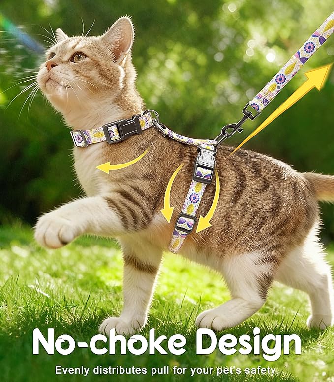 Halypet 2-Pack Cat Harness and Leash Set, Escape Proof 3-in-1 Adjustable Harness for Cats, Soft Lightweight, Easy On & Control for Walking, Travel & Outdoor Use, Medium (White & Orange)