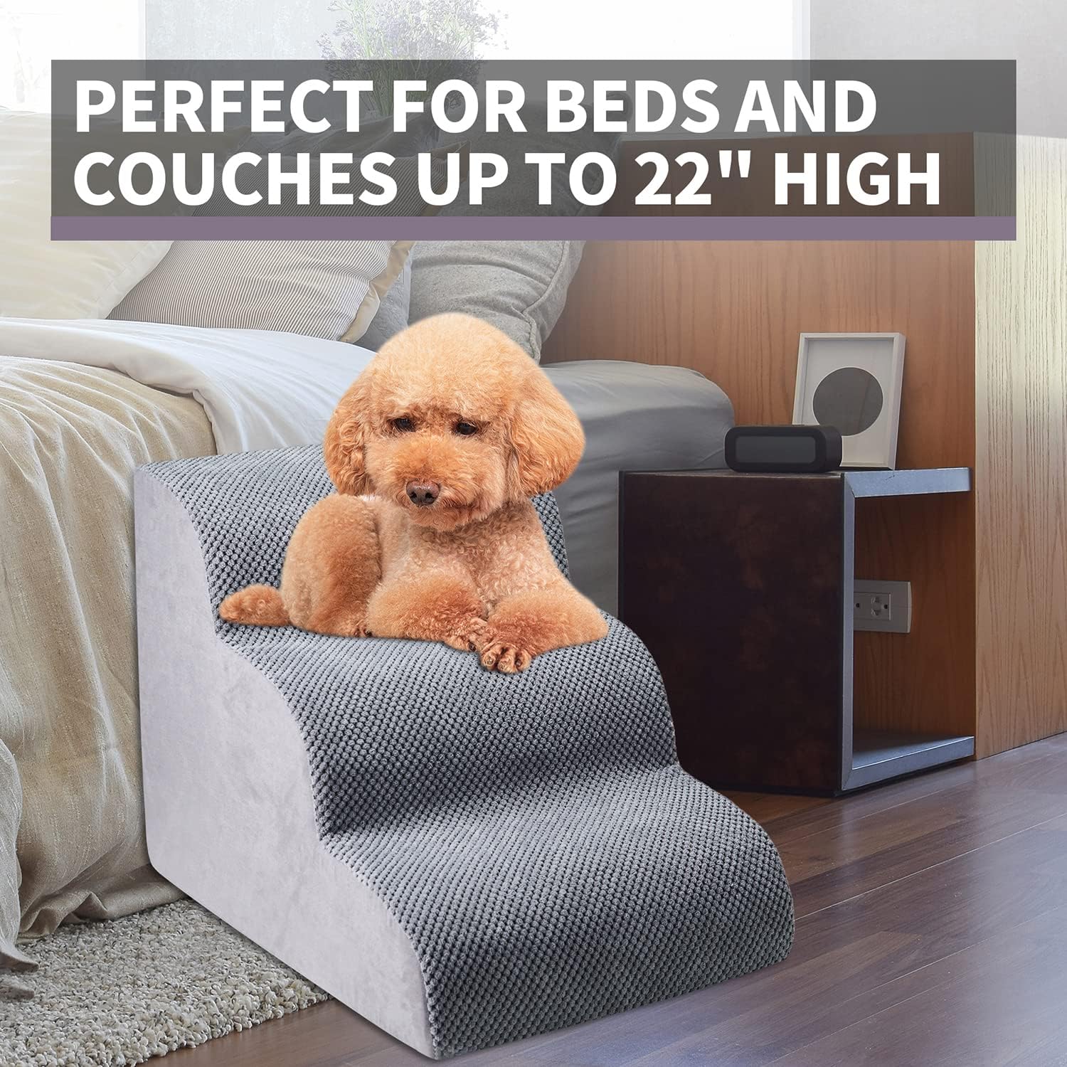 Chic Threads Dog Stairs for Small Dogs, 3-Step Dog Stairs for High Beds and Couch, Pet Steps for Small Dogs and Cats，Non-Slip Stable Indoor Dog Steps - Pet Explorer