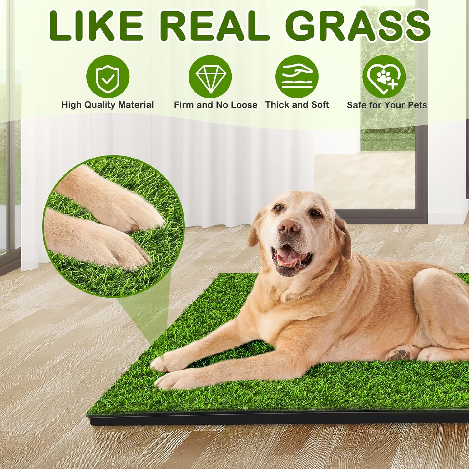 Dog Grass Pad with Tray, 34''X23'' Large Artificial Turf Grass Potty, Reusable Puppy Pee Pads for Dogs, Portable Dog Litter Box for Indoor/Outdoor Potty Training Toilet - Pet Explorer