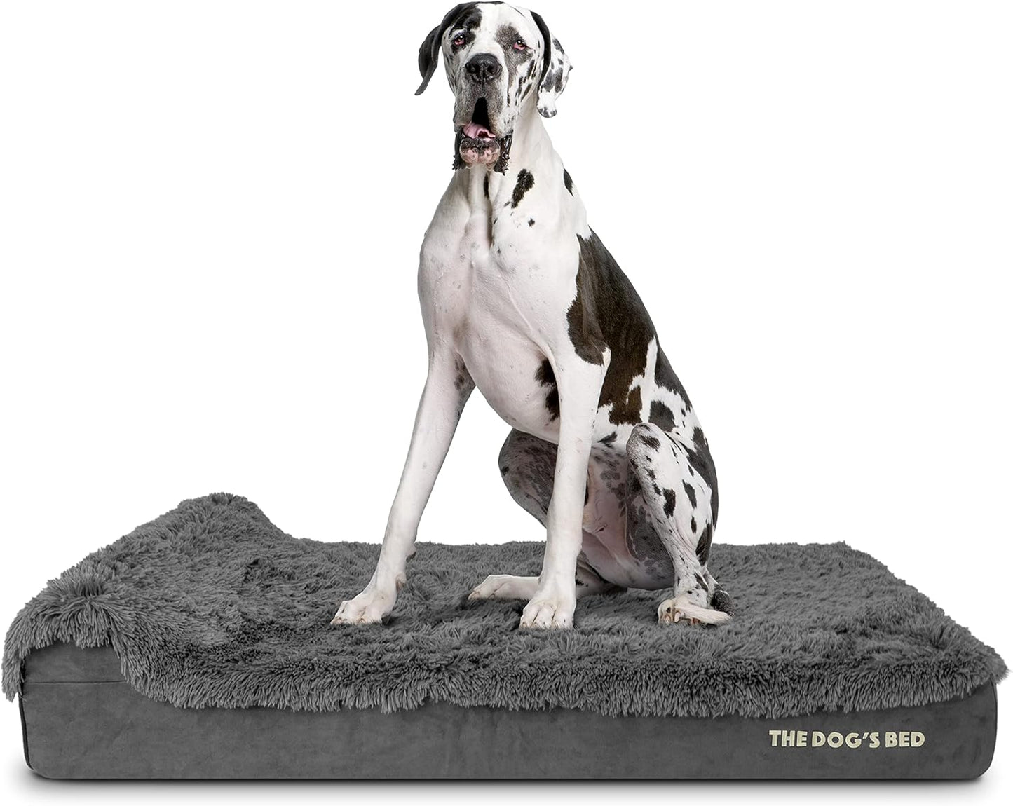 The Dog’s Bed Orthopedic Headrest Dog Bed XXL Grey Fur 54x36, Memory Foam, Pain Relief: Arthritis, Hip & Elbow Dysplasia, Post Surgery, Lameness, Veterinary Approved, Waterproof Washable Cover - Pet Explorer